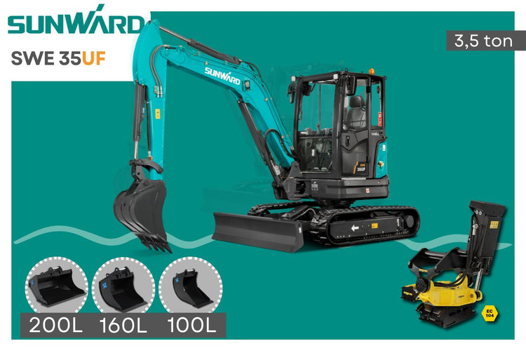 SUNWARD SWE35UF - 3.9 ton - Allt - i - ett erbjudande - SE skoppaket & Engcon tilitrotator - Nykyrka Maskiner