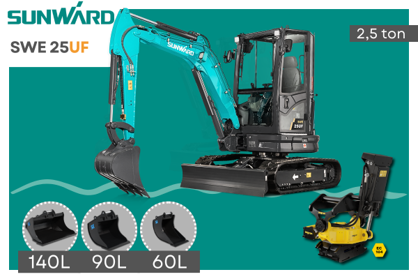 SUNWARD SWE25UF - 2.8 ton - Allt - i - ett erbjudande - SE skoppaket & Engcon tilitrotator - Nykyrka Maskiner