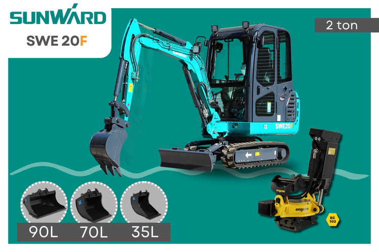 SUNWARD SWE20F - 2 ton - Allt - i - ett erbjudande - SE skoppaket & Engcon tilitrotator - Nykyrka Maskiner
