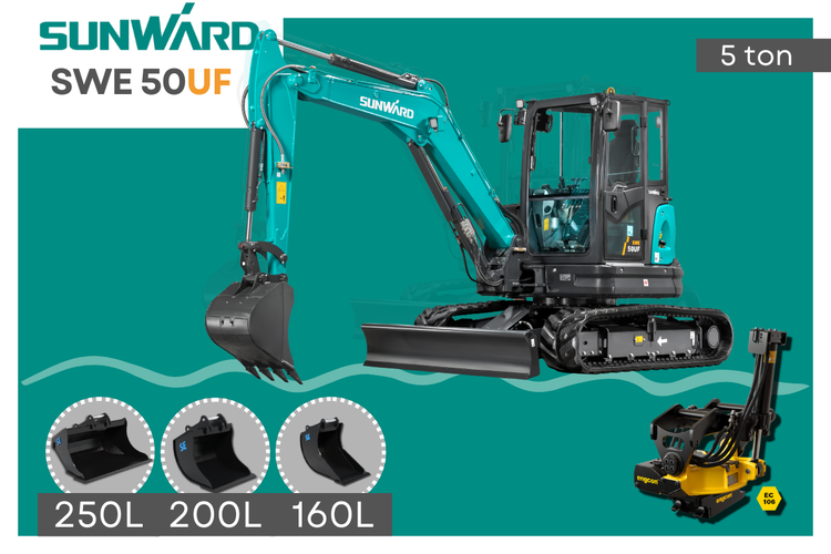SUNWARD SWE50UF - 5.4 ton - Allt - i - ett erbjudande - SE skoppaket & Engcon tilitrotator - Nykyrka Maskiner