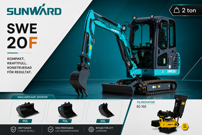 SUNWARD SWE20F - 2 ton - Allt - i - ett erbjudande - SE skoppaket & Engcon tiltrotator