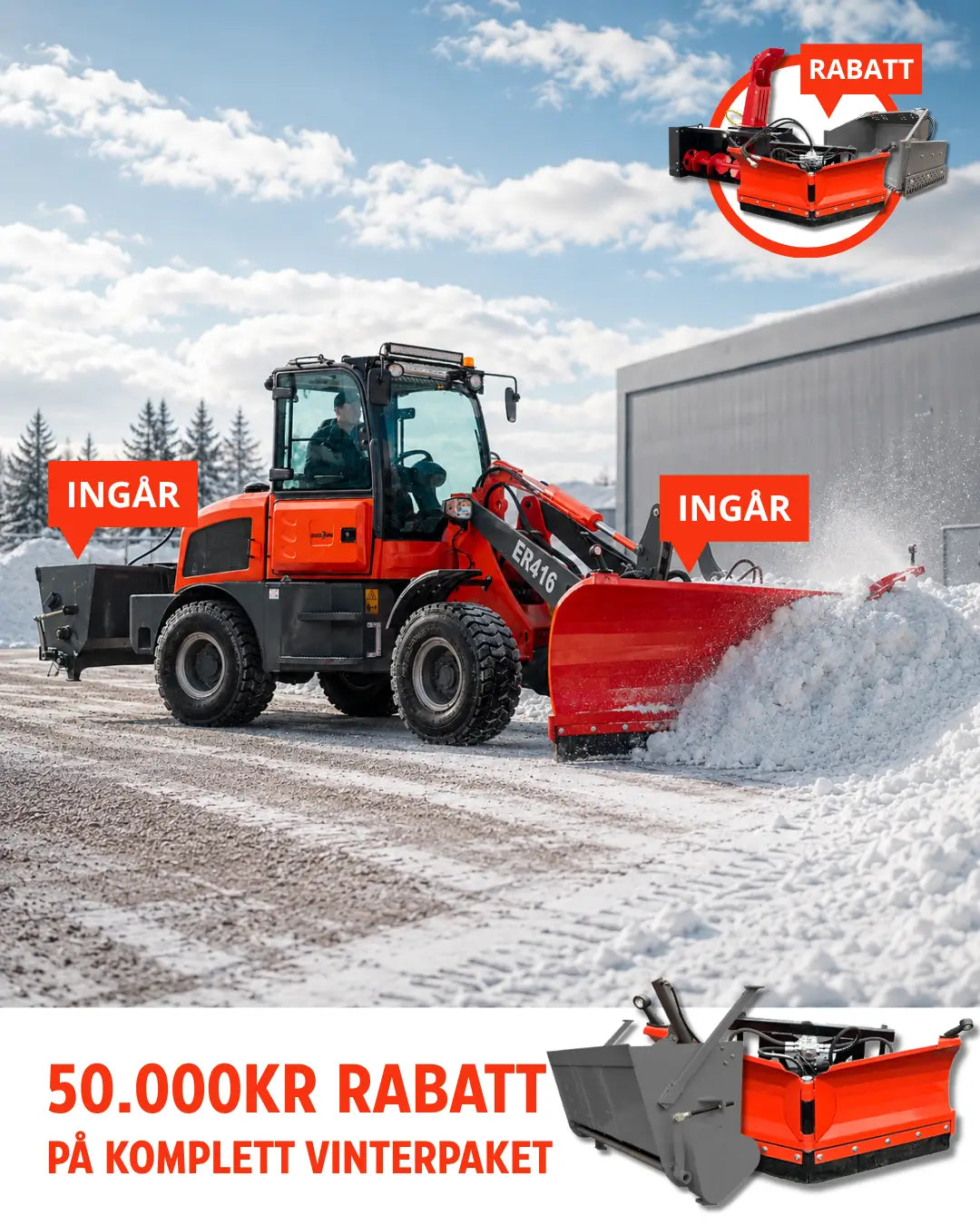 Vinterpaket - Everun ER416 Pro - Komplett med sandspridare och vikplog
