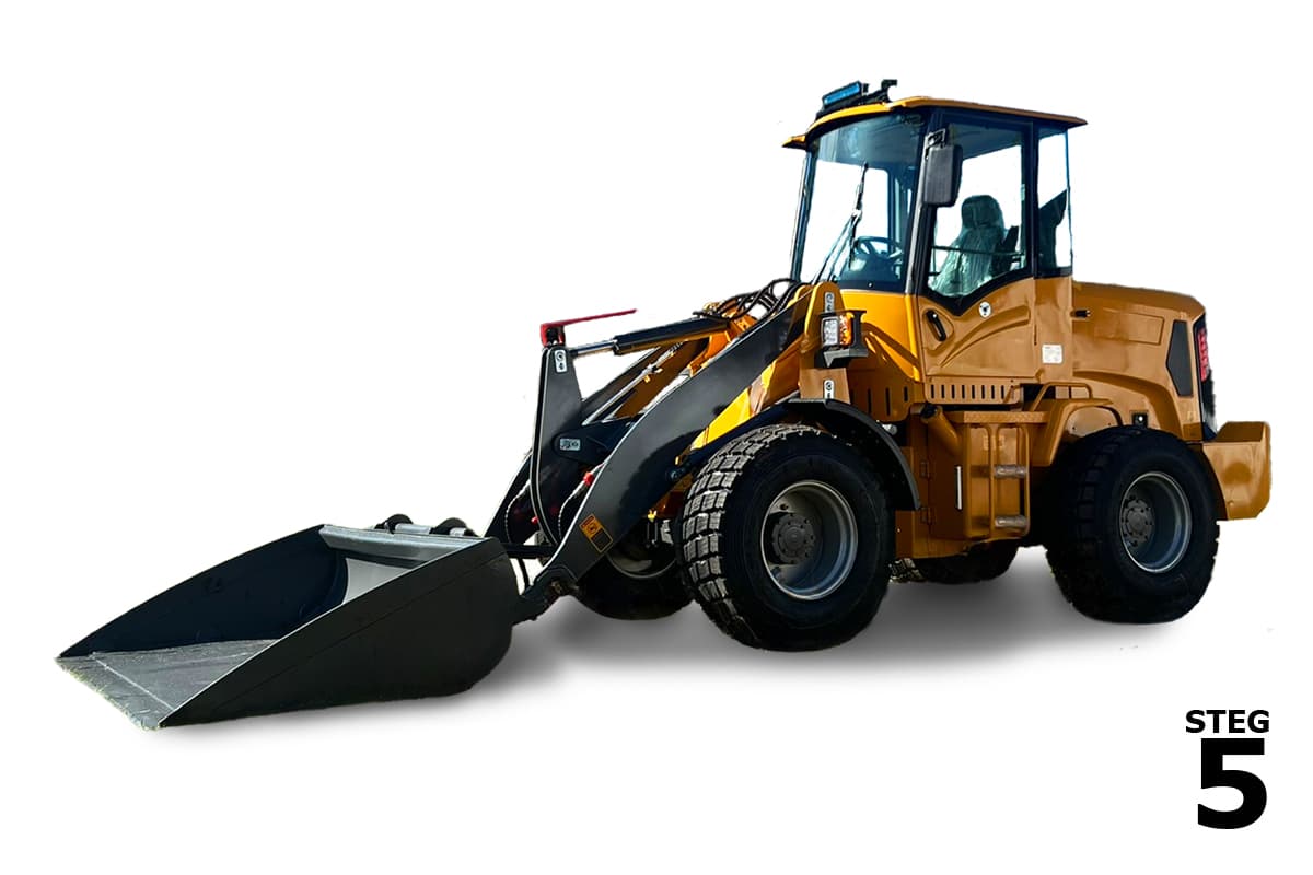 Hjullastare i gul färg. Vad är en hjullastare? Hjullastare från Everun L30-5v2 Multi - 4x4 - 75hk - Steg5 - Nykyrka Maskiner