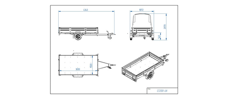 TIKI CS300-LH - Obromsad släpvagn - Totalvikt 750kg - Nykyrka Maskiner