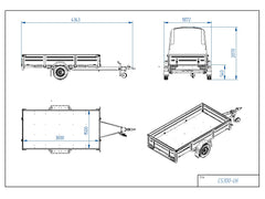 TIKI CS300-LH - Obromsad släpvagn - Totalvikt 750kg - Med galler